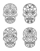 Skull coloring pages for kids, coloring pages for beginners vector