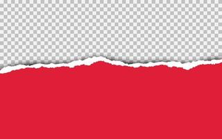 Red torn paper with soft shadow on transparent background vector