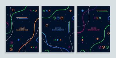 Dark blue background with gradient shapes in memphis style vector