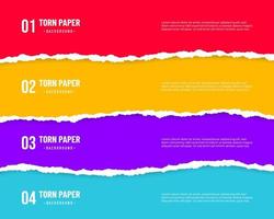 Colorful torn paper sheets with soft shadow on transparent background vector