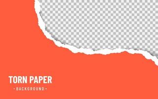 Orange torn paper with soft shadow on transparent background vector