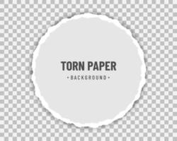 Round piece of torn white paper with soft shadow on transparent background vector