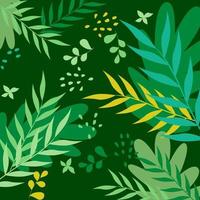 Exotic Leaves Plants Green Pattern Background Banner Template Design Vector