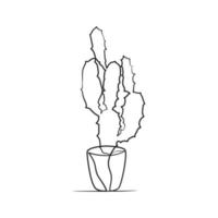 Cactus continuous one line art drawing vector