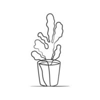 Cactus continuous one line art drawing vector