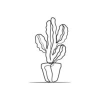 Cactus continuous one line art drawing vector