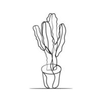 Cactus continuous one line art drawing vector