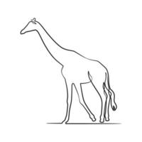 Giraffe continuous one line art design vector