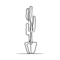 Cactus continuous one line art drawing vector