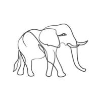 elefante en dibujo de arte de una línea continua vector