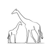 Giraffe continuous one line art design vector