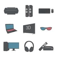 Set of icons on a theme electronics isolated, flat vector