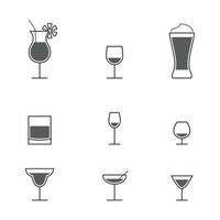 conjunto de iconos sobre un tema de bebidas alcohólicas vector