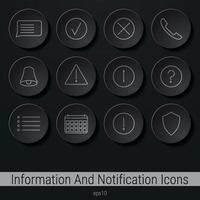 conjunto de iconos en un tema de información y notificación vector