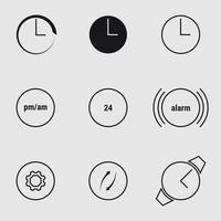 conjunto de iconos en un reloj temático en minimalismo vector