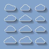 Set of icons on a theme Clouds with shadow vector