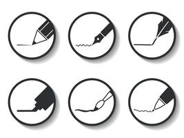 Set of icons on a theme Writing articles with shadow vector