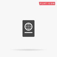 icono de vector plano de pasaporte. signo de estilo de glifo. símbolo de ilustraciones simples dibujadas a mano para infografías conceptuales, proyectos de diseños, ui y ux, sitio web o aplicación móvil.