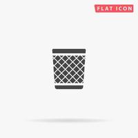 icono de vector plano de basura. signo de estilo de glifo. símbolo de ilustraciones simples dibujadas a mano para infografías conceptuales, proyectos de diseños, ui y ux, sitio web o aplicación móvil.