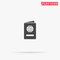 icono de vector plano de pasaporte. signo de estilo de glifo. símbolo de ilustraciones simples dibujadas a mano para infografías conceptuales, proyectos de diseños, ui y ux, sitio web o aplicación móvil.