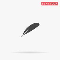 Feather flat vector icon. Glyph style sign. Simple hand drawn illustrations symbol for concept infographics, designs projects, UI and UX, website or mobile application.