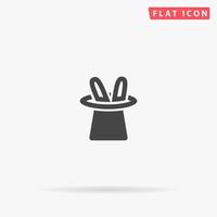 Rabbit In Hat flat vector icon. Glyph style sign. Simple hand drawn illustrations symbol for concept infographics, designs projects, UI and UX, website or mobile application.