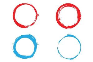 conjunto de trazos de círculo colorido, trazo de pincel redondo, trazos de círculo grunge vector