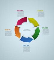 Vector circle arrows infographic. Modern infographic template. Abstract diagram with 5 steps, options, parts, or processes. Vector business template for presentation.