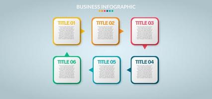 Business Infographic. Modern infographic template. Abstract diagram with 6 steps, options, parts, or processes. Vector business template for presentation. Creative concept for infographic