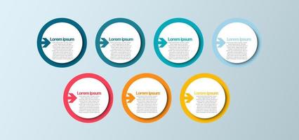 infografía de negocios. plantilla infográfica moderna. diagrama abstracto con 7 pasos, opciones, partes o procesos. plantilla de negocio vectorial para presentación. concepto creativo para infografía vector