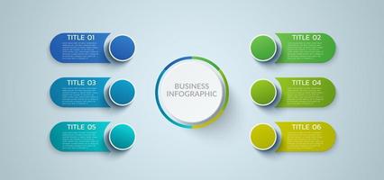 infografía de círculo vectorial, diagrama de ciclo, gráfico, gráfico de presentación. concepto de infografía empresarial con 6 opciones, partes y pasos. procesos infográficos de negocios. concepto creativo para infografía vector