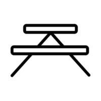 Picnic table line icon isolated on white background. Black flat thin icon on modern outline style. Linear symbol and editable stroke. Simple and pixel perfect stroke vector illustration.