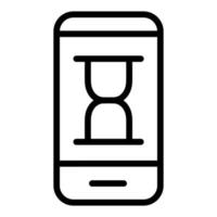 cargando línea de icono de smartphone aislada en fondo blanco. icono negro plano y delgado en el estilo de contorno moderno. símbolo lineal y trazo editable. ilustración de vector de trazo simple y perfecto de píxeles.