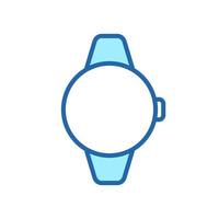 Smartwatch Line Icon. Round Electronic Wearable Smartwatch with Screen Color Pictogram. Watch with Wireless Technology Outline Symbol. Wristwatch Device. Editable Stroke. Isolated Vector Illustration.