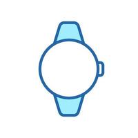 icono de línea de reloj inteligente. reloj inteligente portátil electrónico redondo con pictograma de color de pantalla. reloj con símbolo de esquema de tecnología inalámbrica. dispositivo de reloj de pulsera. trazo editable. ilustración vectorial aislada. vector