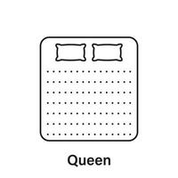 Mattress Queen Size Line Icon. Bed Size Dimension Linear Pictogram. Bed Length Measurement for Bedchamber in Hotel or Home Icon. Mattress Size. Editable Stroke. Isolated Vector Illustration.