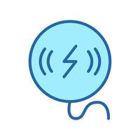 Wireless Charger Color Line Icon. Power Charge for Mobile Phone Pictogram. Device for Recharge Smartphone Energy Symbol. Wireless Battery with Lightning. Editable Stroke. Isolated Vector Illustration.