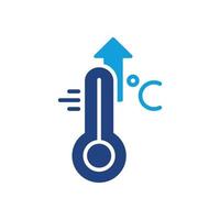High Temperature Scale Silhouette Color Icon. Increased Temperature of Human Body Icon. Flu, Cold, Virus and Fever Symptoms. Thermometer with Arrow Up Pictogram. Vector illustration.