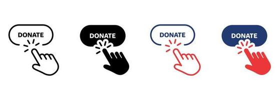 Button for Online Donate Icon. Donation with Click Pictogram. Support and Give Help Online Icon. Charity and Donation Concept. Editable Stroke. Isolated Vector Illustration.