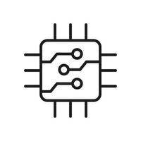 icono de línea de microchip de computadora. Pictograma de chip de procesador de cpu. símbolo de esquema de microchip de circuito digital. sistema de hardware electrónico. chip semiconductor trazo editable. ilustración vectorial aislada. vector