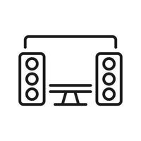 PC with Speakers Line Icon. Desktop Computer and Sound Equipment Linear Pictogram. Personal Server Hardware and Music Speaker Outline Symbol. Editable Stroke. Isolated Vector Illustration.