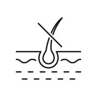 Hair Cut Line Icon. Damaged Hair Follicle Linear Pictogram. Trichology Problem, Human Dermatology Hair Disease Outline Icon. Prevention Hair Loss. Editable Stroke. Isolated Vector Illustration.