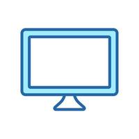 Computer Monitor Color Line Icon. PC Wide Screen Desktop Linear Pictogram. TV with Digital LCD Technology Outline Symbol. Monitor Screen Sign. Editable Stroke. Isolated Vector Illustration.