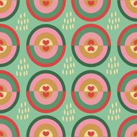 Seamless pattern. Vector design with abstract elements, suitable for Valentine's Day, for paper, cover, fabric, interior decor and other uses. Vector illustration on a green background.