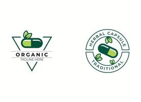 descarga de icono de vector de logotipo de medicamento de medicina de hoja de píldora de cápsula herbal