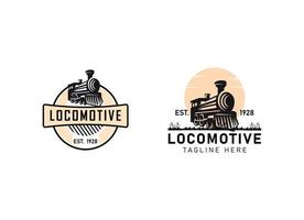 ilustración del logotipo de la locomotora, emblema de estilo vintage vector