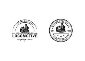 ilustración del logotipo de la locomotora, emblema de estilo vintage vector