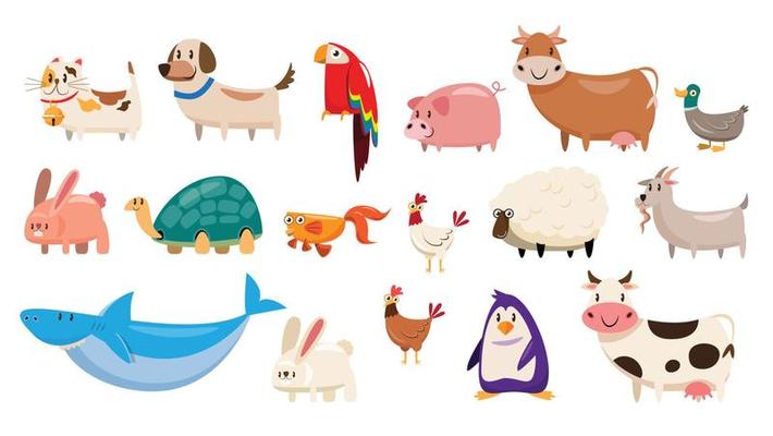 set of animals wildlife character vector illustration