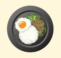 Thai food rice on plate vector