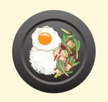 arroz de comida tailandesa en un plato vector